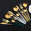 Axyaa 30-Piece Stainless Steel Matte Gold Cutlery Set & Tableware Kit