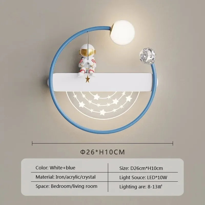 Axyaa Astronaut Star Moon LED Wall Lamps for Children's Room