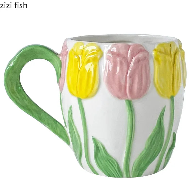 Axya Hand-Painted Ceramic Coffee Mug Tea Cup High Beauty Milk Cup Home Breakfast Cup