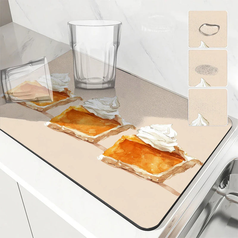 Axyaa Diatom Mud Kitchen Drain Pads Watercolor Cake Absorbent Mat