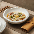 Axyaa Rock Pattern Ceramic Salad Bowl Set - Double-Layer Thick Soup & Pasta Bowls