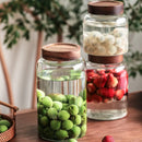 Axyaa Glass Mason Storage Jar With Bamboo Cover for Kitchen Grains & Tea