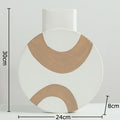 Axyaa Geometric Stripes Ceramic Vase: Desk & Room Decor with Artificial Flowers