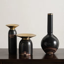 Axyaa Ceramic Vase Candlestick Golden Tray Flower Arrangement Home Decoration Plant Pot