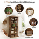 Axyaa 6-Tier Freestanding Wood Bookcase, 75-Inch Tall Large Display Shelves