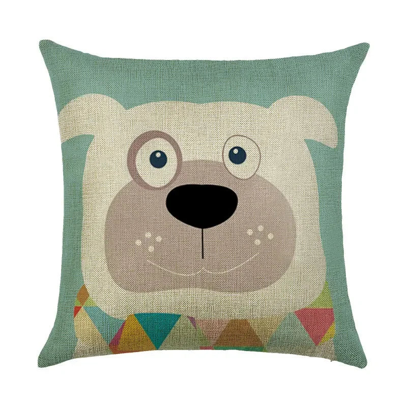 Axyaa Cartoon Design Linen Pillowcase for Home Décor