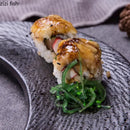 Axyaa Moon Shaped Ceramic Sushi Serving Plate Set for Molecular Cooking