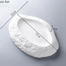 Axyaa 12" White Ceramic Irregular Plate for Dining and Desserts
