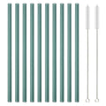 Axyaa 12Pcs Glass Straw Set: Reusable Straws 8'' Long with Cleaning Brush