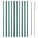 Axyaa 12Pcs Glass Straw Set: Reusable Straws 8'' Long with Cleaning Brush