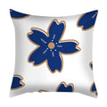 Axyaa Blue Daisy Geometric Flower Leaf Pillow Cover Square Decorative Cushion Cover