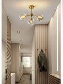 Axyaa Amber Glass Ceiling Chandelier: Nordic Suspension Pendant Light