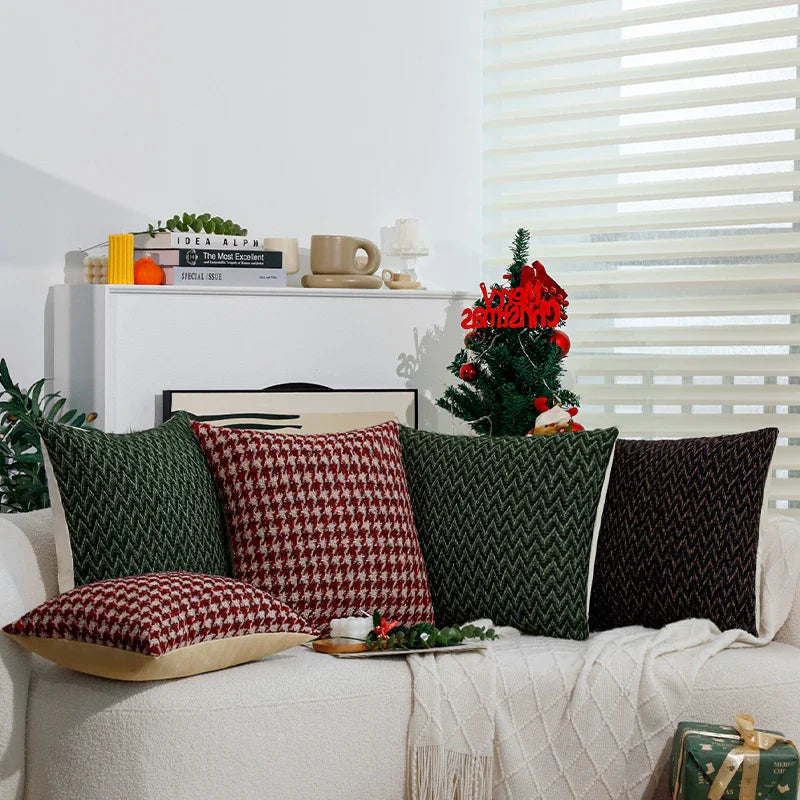 Axyaa Christmas Geometric Pillowcase Red/Green 45x45cm Home Sofa Decor