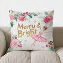 Axyaa Merry & Bright Ballet Girl Pillow Cover for Sofa, Bedroom, Car