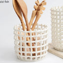 Axya Ceramic Woven Storage Set: Basket, Jar, Tube, Rack, Tray, Box Organizer