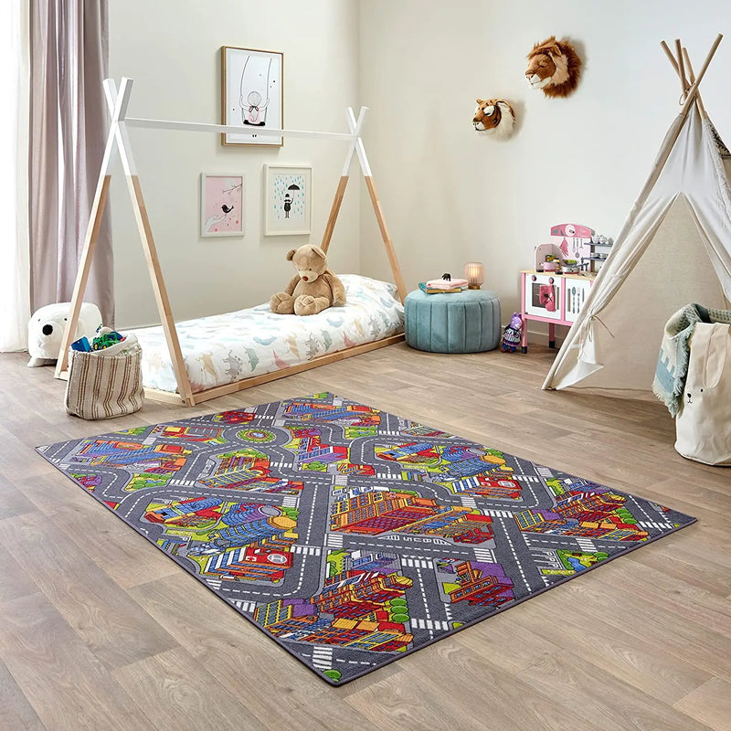 Axyaa Kids' Car Rugs: Non-Slip Room Play Mats for Boys and Girls