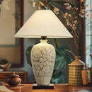 Axyaa Retro Ceramic Floor Lamp with Fabric Lampshade for Bedroom and Living Room Lighting