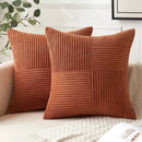 Axyaa Corduroy Striped Throw Pillow Covers for Couch - 18 inch Textured Cushion Covers