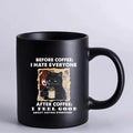Axyaa Cat Mug 350ml Black Ceramic Office Coffee Cup for Friends and Company