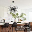 Axyaa Modern Black Sputnik Chandelier, 9-Light Starburst Ceiling Light
