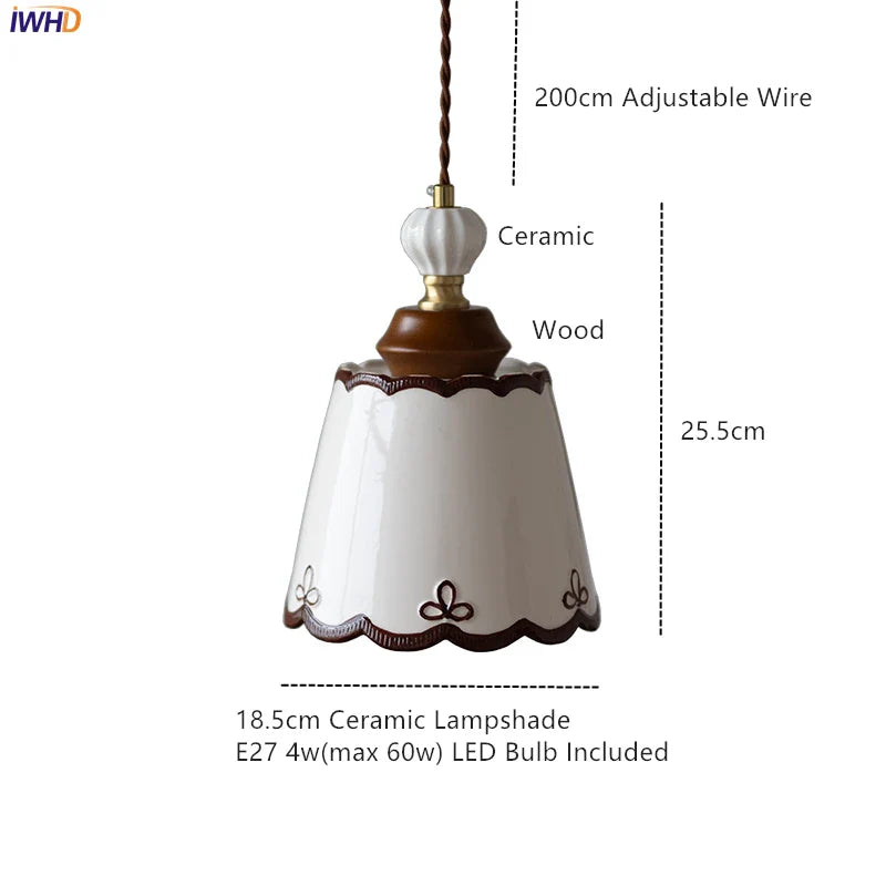 Axyaa Nordic Ceramic LED Pendant Light for Home Dining Living Room Decor