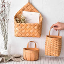 Axyaa Hand-woven Wood Kitchen Storage Basket with Handle