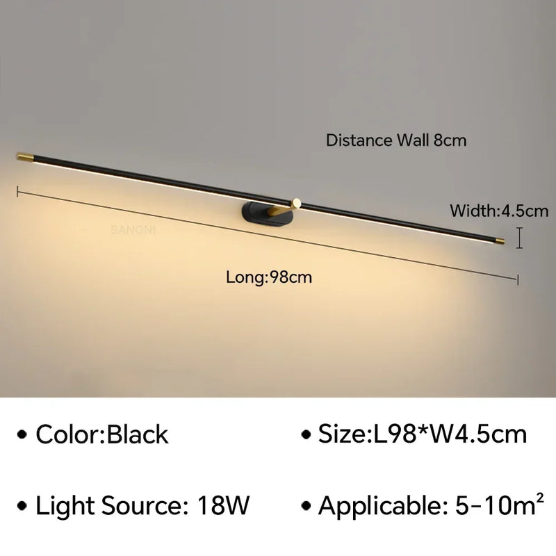 Axyaa Slim Wall Sconce Lamps Mirror Bathroom Bedroom Bedside Ceiling Light