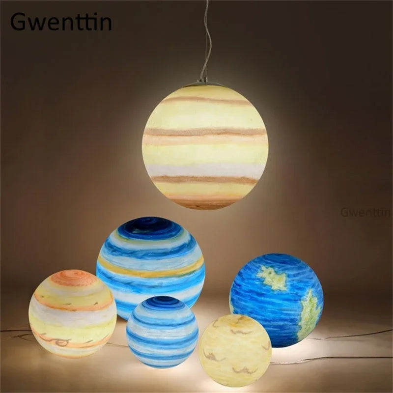 Axyaa Planet Moon Ball Pendant Light Chandelier for Children's Room Home Decor
