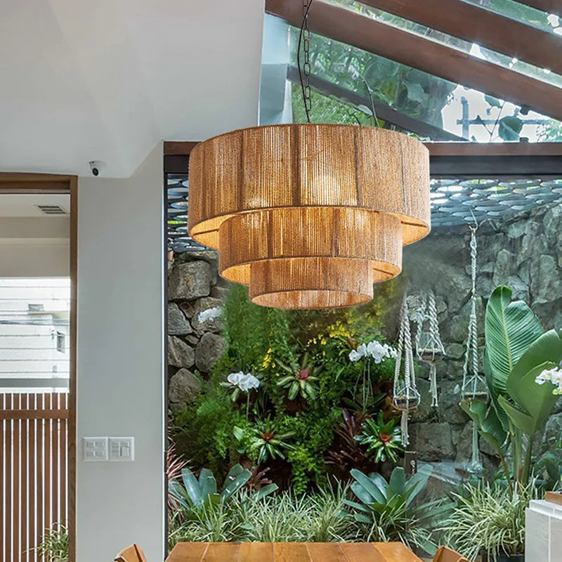 Axyaa Mori Sconce: Japanese Wall Lamp with Hemp Rope Pendant Lights