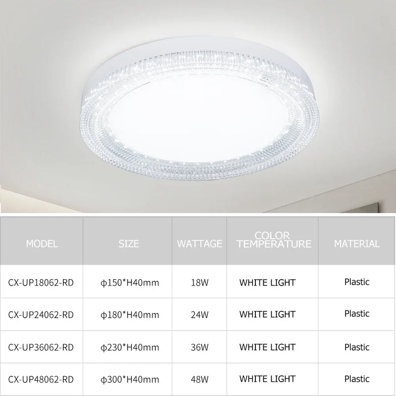 Axyaa Ultra Thin Round Crystal Ceiling Lamp - Cool White Light