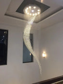 Axyaa Luxury Spiral Crystal Chandelier for Modern Staircase, Living & Dining Room