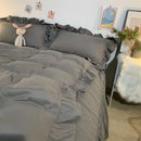Axyaa Princess Style Bedding Set - Woman's Solid Color Ruffles Duvet Cover & Sheets