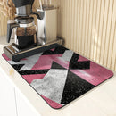 Axyaa Geometric Color Drain Pad: Absorbent & Anti-slip Square Mat for Bathroom and Kitchen