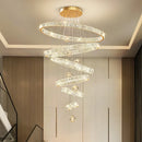 Axyaa Crystal Chandelier Stair Pendant Lamp Living Room Pendant Lights Interior Lighting
