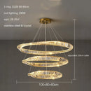 Axyaa Gold Crystal Pendant Lights Dimmable Luxury LED Irregular Ring