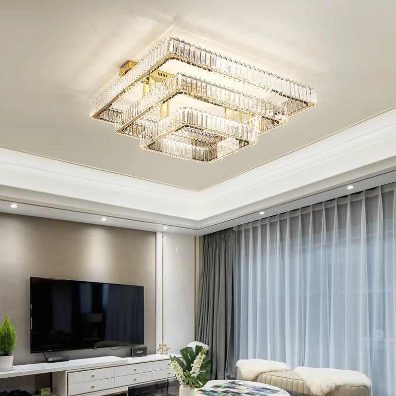 Axyaa Crystal Chandelier LED Ceiling Light for Luxury Foyer and Bedroom Decor