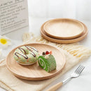 Axyaa Solid Wood Round Tea Plate for Desserts, Fruits, and Snacks