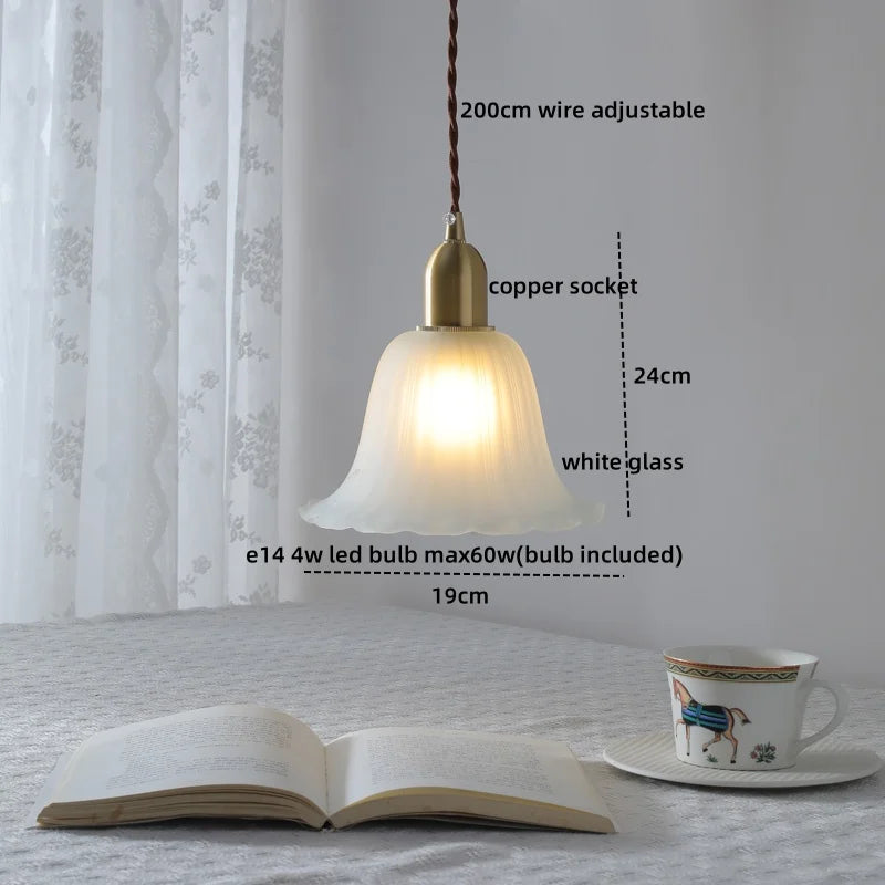 Axyaa Clear Glass LED Pendant Chandelier - Modern Copper Hanging Lamp for Home Decor