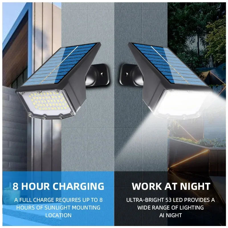 Axyaa Solar Spotlight 53LED Adjustable Outdoor Landscape Wall Light IP65 Waterproof