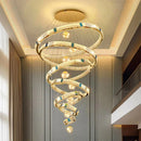 Axyaa Crystal Chandelier Stair Pendant Lamp Living Room Lighting