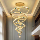 Axyaa Crystal Chandelier Stair Pendant Living Room Interior Lighting