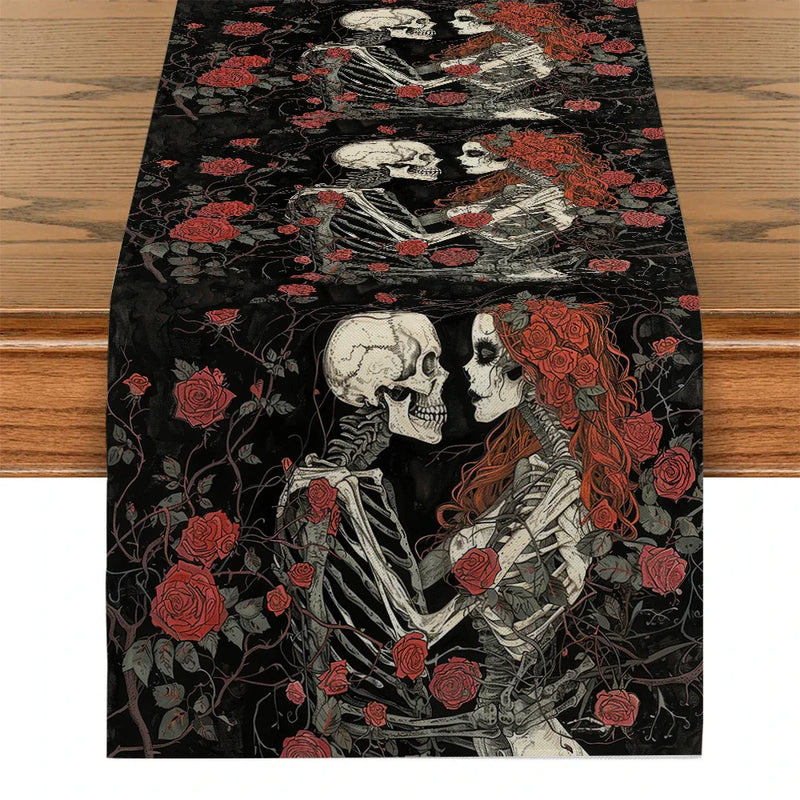 Axyaa Halloween Skull Table Runner: Kitchen Holiday Party Decor & Dining Table Cloth