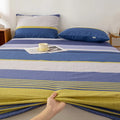 Axyaa Coarse Cotton Printed Fitted Sheet - Non-Slip Dust Cover Protector