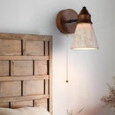Axyaa Wood Stone LED Wall Sconce, Mid Century Modern Bedroom Lamp