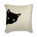 Black Cat & Butterfly Print Linen Cushion Cover by Axyaa - 45x45CM