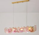 Axyaa Luxury Pink Glass Ceiling Chandelier - French Vintage Hanging Pendant Lamp