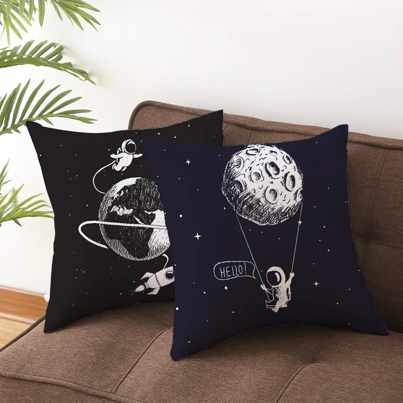 Universe Space Peach Skin Pillowcases by Axyaa - Cartoon Animation Pilot Cushion Cover