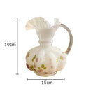 Axyaa Flower Texture Glass Vase Desk Decoration with Artificial Flowers