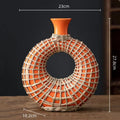 Axyaa Geometric Rattan Vase Straw Plaited Floral Arrangement Home Decor Accessories
