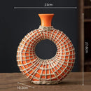 Axyaa Geometric Rattan Vase Straw Plaited Floral Arrangement Home Decor Accessories